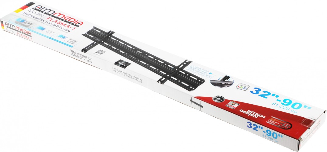 Кронштейн для телевизора Arm Media PLASMA-1 new черный 32"-90" макс.55кг настенный фиксированный