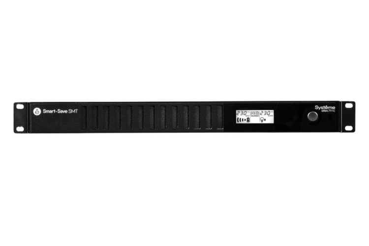 ИБП Systeme Electric Smart-Save SMT 750 ВА, монтаж в стойку 1U, 230 В, 4 розетки IEC C13, SmartSlot, AVR, LCD, USB HID Systeme Electric Smart-Save SMT 750VA SMTSE750RMI1U