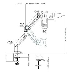 Кронштейн для мониторов Ultramounts UM708 серебристый 17"-32" макс.9кг крепление к столешнице поворот и наклон