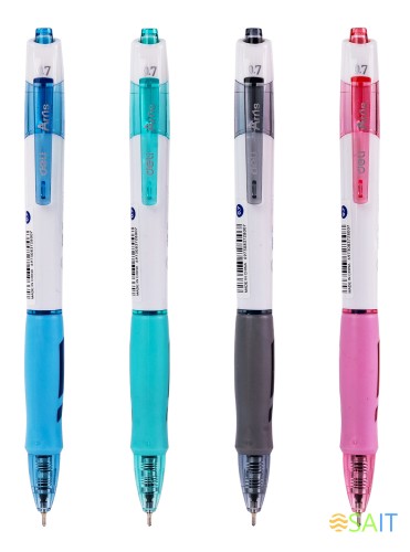 Ручка шариков. автоматическая Deli Arris EQ18-BL ассорти/белый d=0.7мм син. черн. резин. манжета