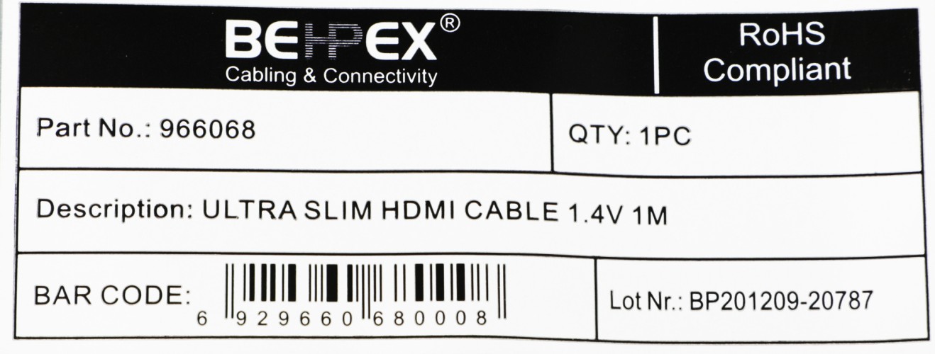 Кабель аудио-видео HDMI (m)/HDMI (m) 1м. позолоч.конт. черный