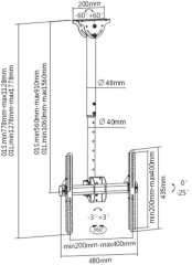 Кронштейн для телевизора Arm Media LCD-1700 белый 26"-65" макс.55кг потолочный наклон