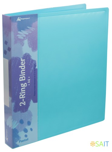 Папка на 2-х кольцах Бюрократ Pastel PAST0812/2RBLUE A4 пластик 0.5мм кор.27мм торц.карм с бум. встав голубой