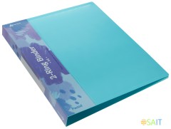 Папка на 2-х кольцах Бюрократ Pastel PAST0812/2RBLUE A4 пластик 0.5мм кор.27мм торц.карм с бум. встав голубой