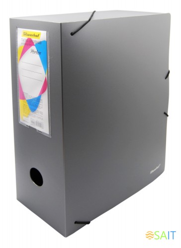 Папка архивная на резинке Silwerhof Perlen 311915-77 полипропилен 1мм корешок 100мм A4 серебристый металлик