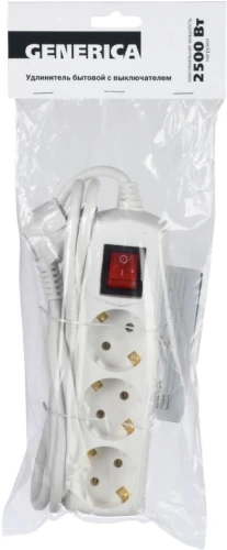 Сетевой удлинитель IEK У03В 7м (3 розетки) белый (пакет ПЭ)