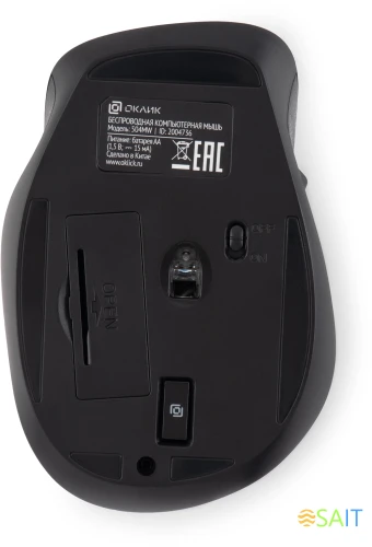 Мышь Оклик 504MW черный/серый оптическая 1600dpi silent беспров. USB 6but (2004736)