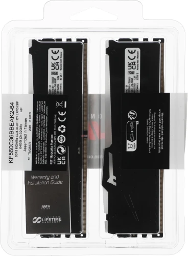 Память DDR5 2x32GB 6000MHz Kingston KF560C36BBEAK2-64 Fury Beast Black RGB RTL Gaming PC5-48000 CL36 DIMM 288-pin 1.35В kit single rank с радиатором Ret