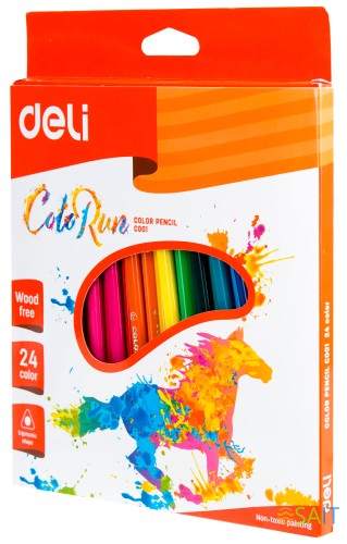 Карандаши цв. Deli EC00120 ColoRun трехгран. пластик 24цв. коробка/европод. (24шт)