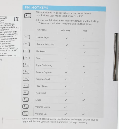 Клавиатура A4Tech Fstyler FK25 белый/серый USB slim