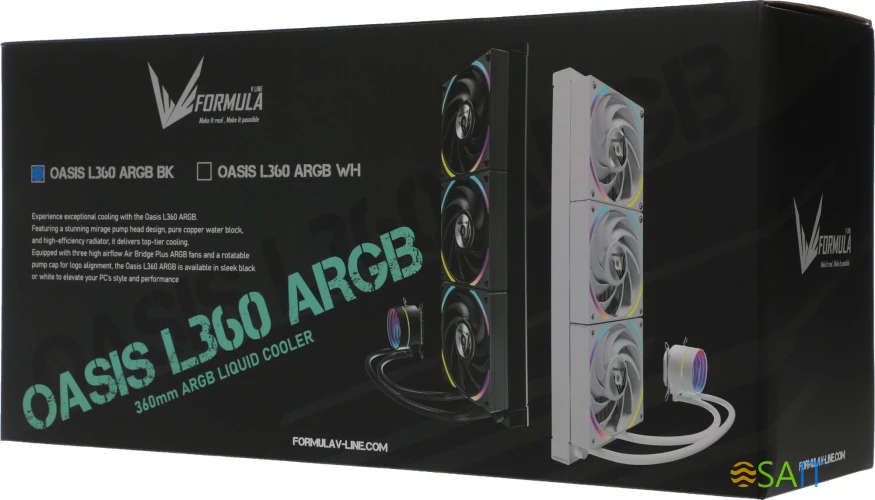 Система водяного охлаждения Formula Oasis L360 ARGB Soc-AM5/AM4/1200/2066/1700/1851 черный 4-pin 1-27dB Al+Cu 360W Ret (OASIS L360 ARGB BK)