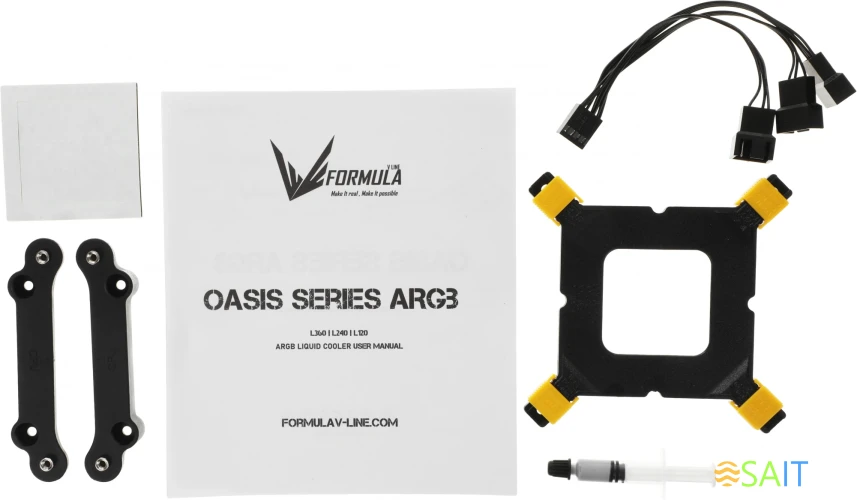 Система водяного охлаждения Formula Oasis L360 ARGB Soc-AM5/AM4/1200/2066/1700/1851 черный 4-pin 1-27dB Al+Cu 360W Ret (OASIS L360 ARGB BK)