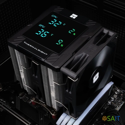 Устройство охлаждения(кулер) Thermalright Peerless Assassin 120 Digital Soc-AM5/AM4/1200/1700/1851 черный 4-pin 25.6dB Al+Cu LCD Ret (PA120-DIGITAL-BL)