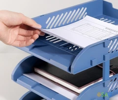 Лоток горизонтальный Deli E9213 BLUE сборный для бумаг 325x241x155мм синий пластик (упак.:3шт) пластиковый пакет