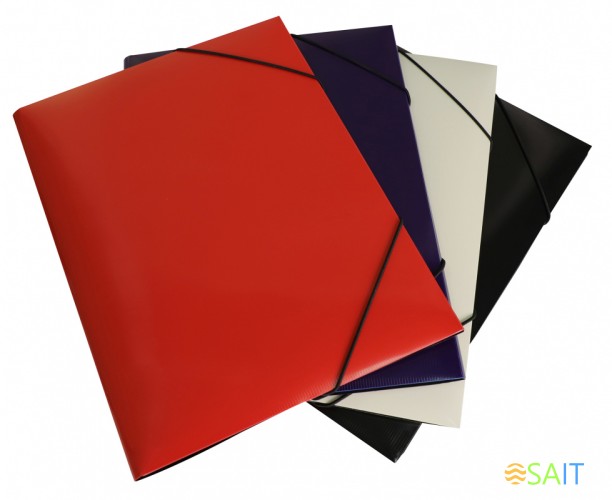 Папка на резинке Бюрократ DeLuxe DL510BLCK A4 пластик кор.30мм 0.7мм черный