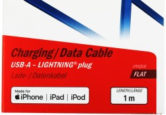 Кабель Hama 00187232 USB (m)-Lightning (m) 1м синий плоский