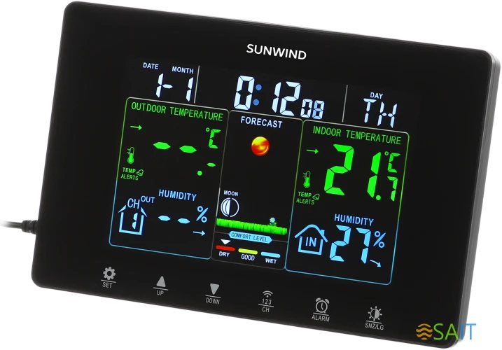 Погодная станция SunWind SW-WSH160-COLOR черный