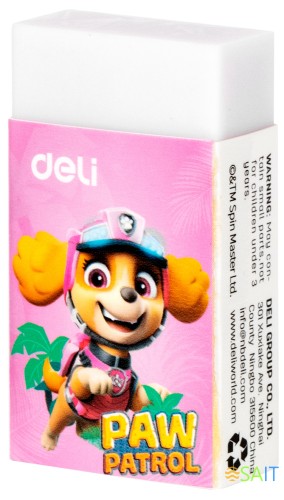 Ластик Deli Paw Patrol EH308 45х25х12мм ПВХ ассорти картонный дисплей (1шт)