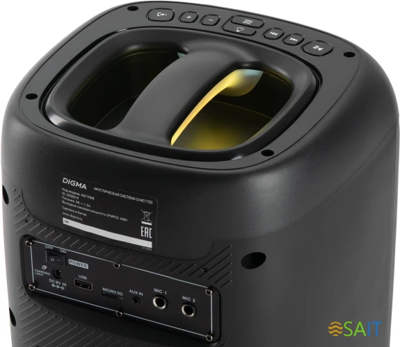Минисистема Digma D-MC1700 черный 30Вт FM USB BT micro SD