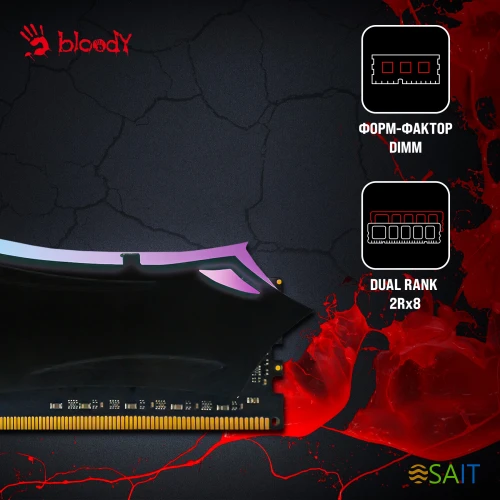 Память DDR4 16GB 3200MHz Bloody BDM016A3200RD RGB RTL Gaming PC4-25600 CL22 DIMM 288-pin 1.35В dual rank с радиатором Ret