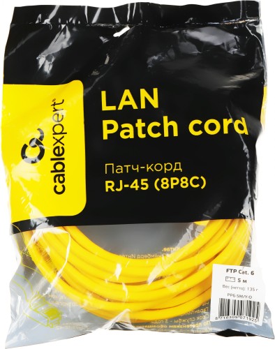 Патч-корд Premier PP6-5M/Y-O 10000Гбит/с FTP 4 пары cat.6 CCA molded 5м желтый RJ-45 (m)-RJ-45 (m)