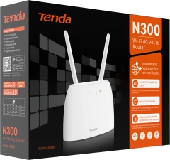 Роутер беспроводной Tenda 4G06 N300 10/100BASE-TX/3G/4G cat.4 белый