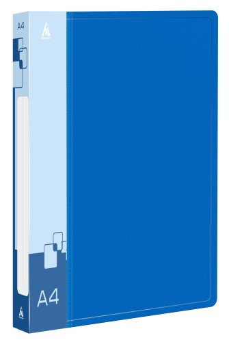 Папка на 4-х кольцах Бюрократ -0840/4RBLU A4 пластик 0.8мм кор.40мм внутр. с вставкой синий