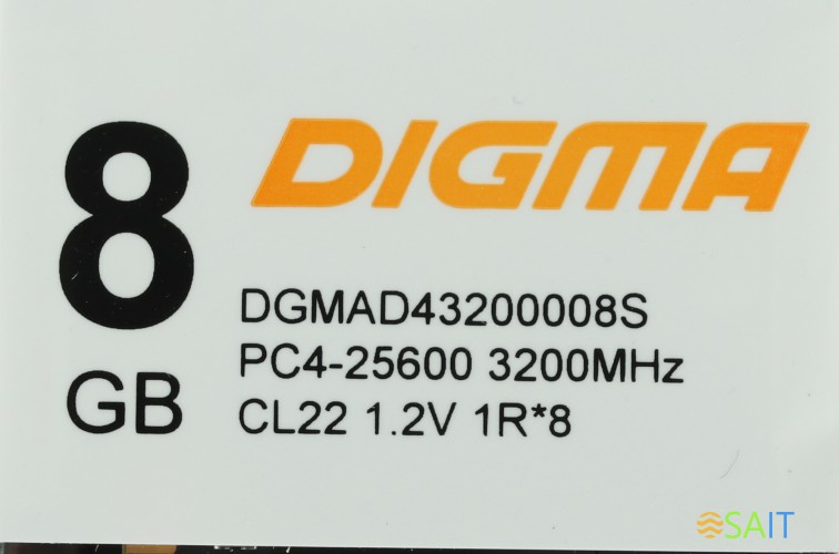 Память DDR4 8Gb 3200MHz Digma DGMAD43200008S RTL PC4-25600 CL22 DIMM 288-pin 1.2В single rank Ret