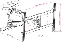 Кронштейн для телевизора Kromax ATLANTIS-65 черный 40"-90" макс.45кг настенный поворотно-выдвижной и наклонный