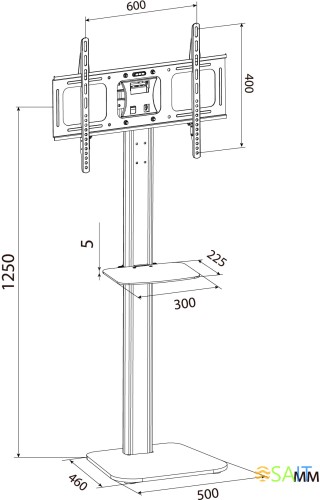 Стойка для телевизора Cactus CS-VM-ST97-D черный 37"-70" макс.68кг напольный