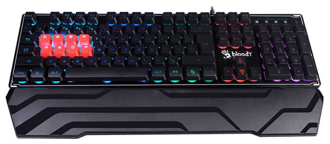 Клавиатура A4Tech B3370R черный USB Multimedia for gamer LED (подставка для запястий) кабель 1.8м
