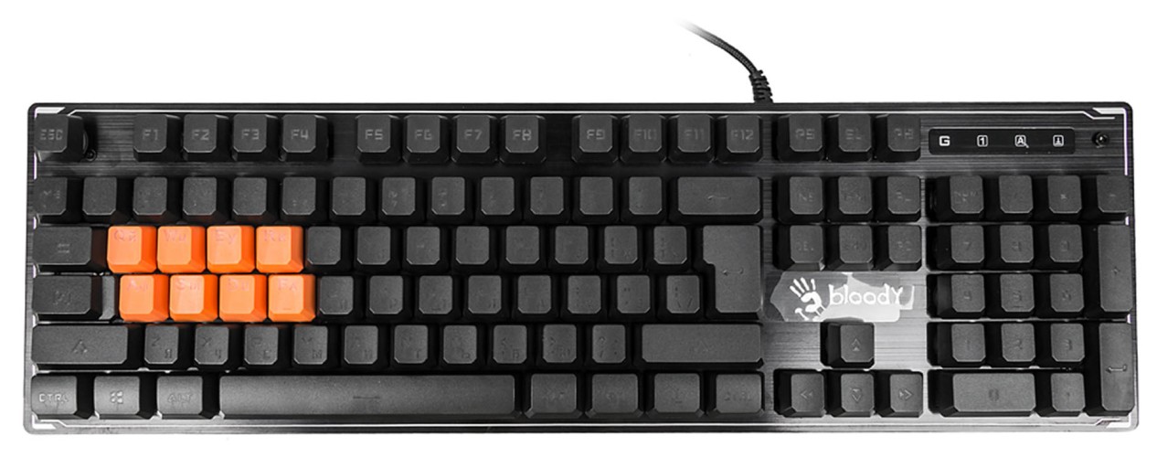 Клавиатура A4Tech B3370R черный USB Multimedia for gamer LED (подставка для запястий) кабель 1.8м