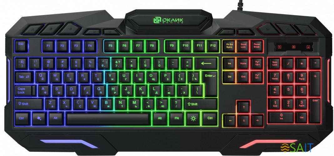 Клавиатура Оклик 700G Dynasty черный USB Multimedia for gamer LED