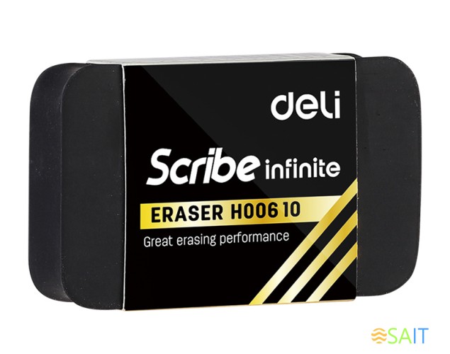 Ластик Deli EH00610 Scribe Infinite 30х11х46мм черный индивидуальная картонная упаковка