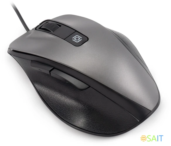 Мышь Оклик 504M черный/серый оптическая (3600dpi) silent USB (6but)