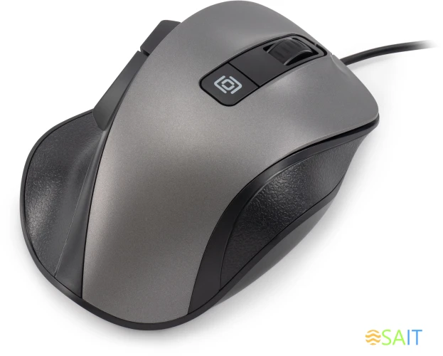 Мышь Оклик 504M черный/серый оптическая (3600dpi) silent USB (6but)