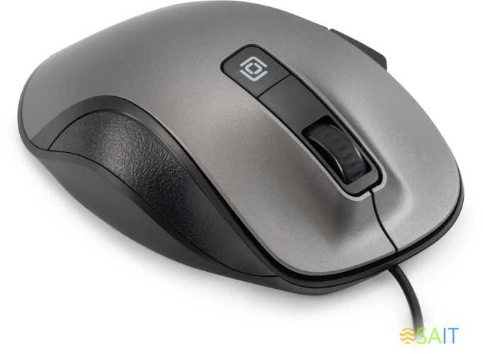 Мышь Оклик 504M черный/серый оптическая (3600dpi) silent USB (6but)