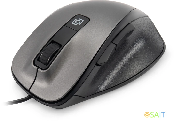 Мышь Оклик 504M черный/серый оптическая (3600dpi) silent USB (6but)