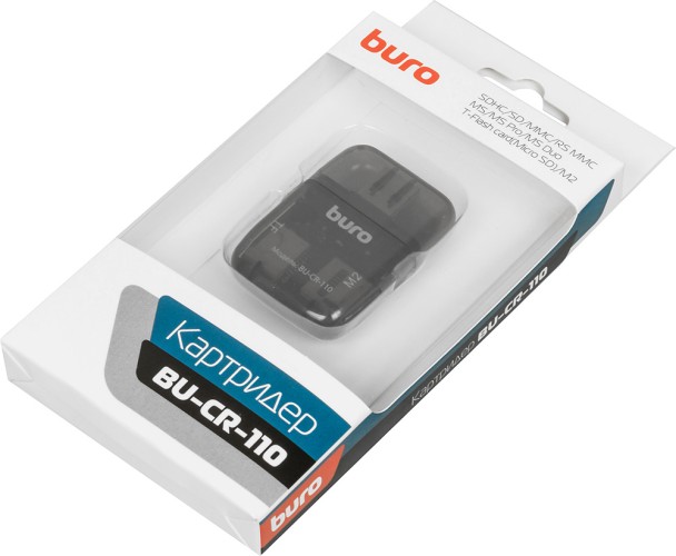 Устройство чтения карт памяти USB2.0 Buro BU-CR-110 черный