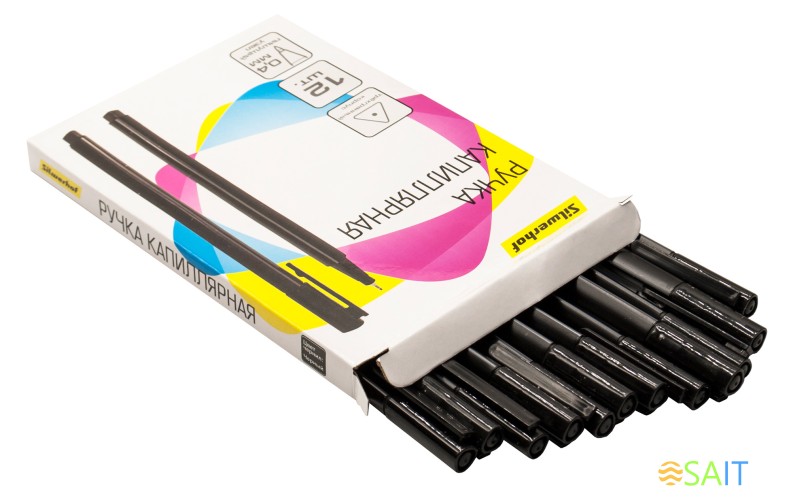 Ручка капилляр. Silwerhof черн. черн. игловидный пиш. наконечник линия 0.4мм треугол.