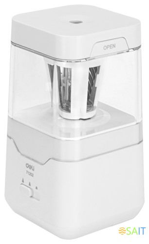 Точилка для карандашей электрическая Deli E71202 1 отверстие пластик белый (батарея)