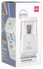 Точилка для карандашей электрическая Deli E71202 1 отверстие пластик белый (батарея)