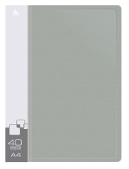 Папка с 40 прозр.вклад. Бюрократ -BPV40GREY A4 пластик 0.65мм торц.карм с бум. встав серый