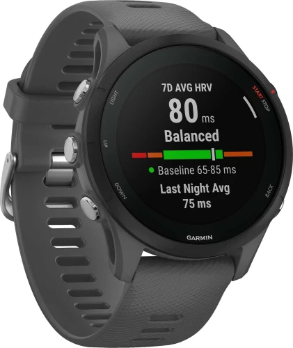 Смарт-часы Garmin Forerunner 255 33мм 1.3" корп.черный рем.темно-серый (010-02641-10)