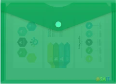 Конверт на кнопке Бюрократ -PK804A5GRN A5 пластик 0.18мм зеленый