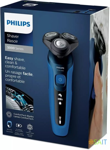 Бритва роторная Philips S5466/17 реж.эл.:3 питан.:аккум. синий/черный