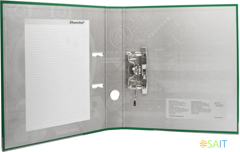 Папка-регистратор Silwerhof A4 50мм ПВХ/бумага зеленый мет.окант. сборная (упак.:2шт)