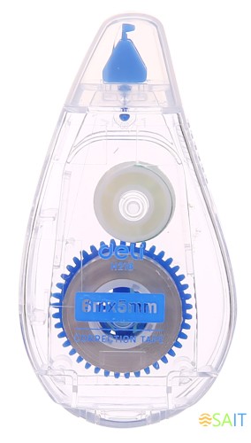 Лента коррект. Deli EH21801 6мх5мм прозрачный корпус белый блистер