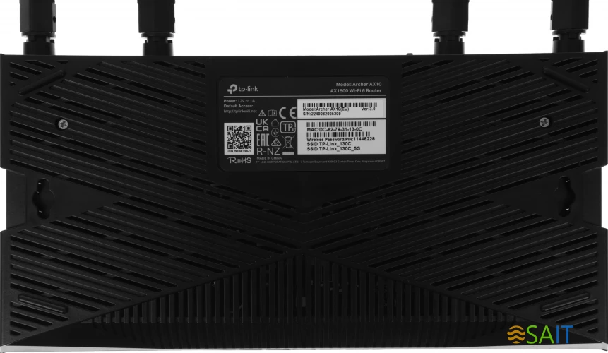 Роутер беспроводной TP-Link Archer AX10 AX1500 10/100/1000BASE-TX черный