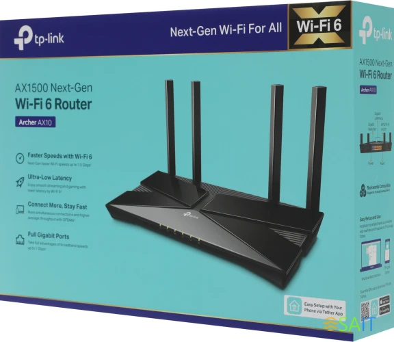 Роутер беспроводной TP-Link Archer AX10 AX1500 10/100/1000BASE-TX черный